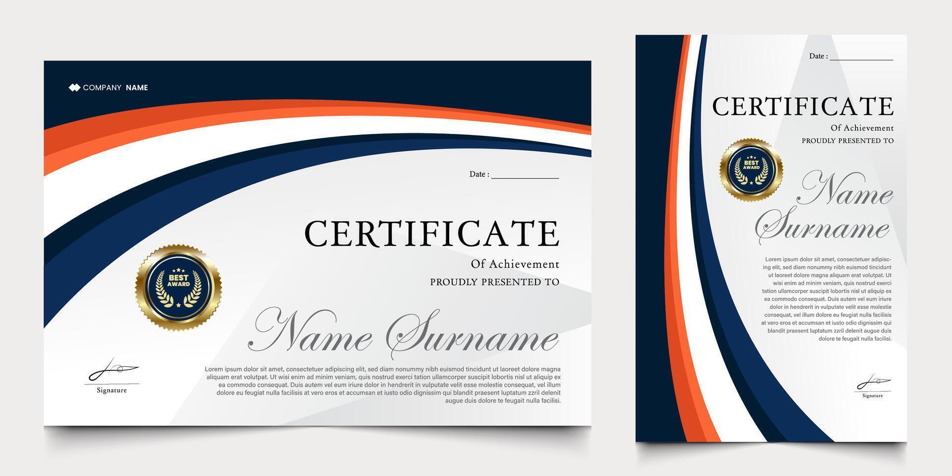 certificate awarded with modern background. graduation design elements, best employees and others. vector