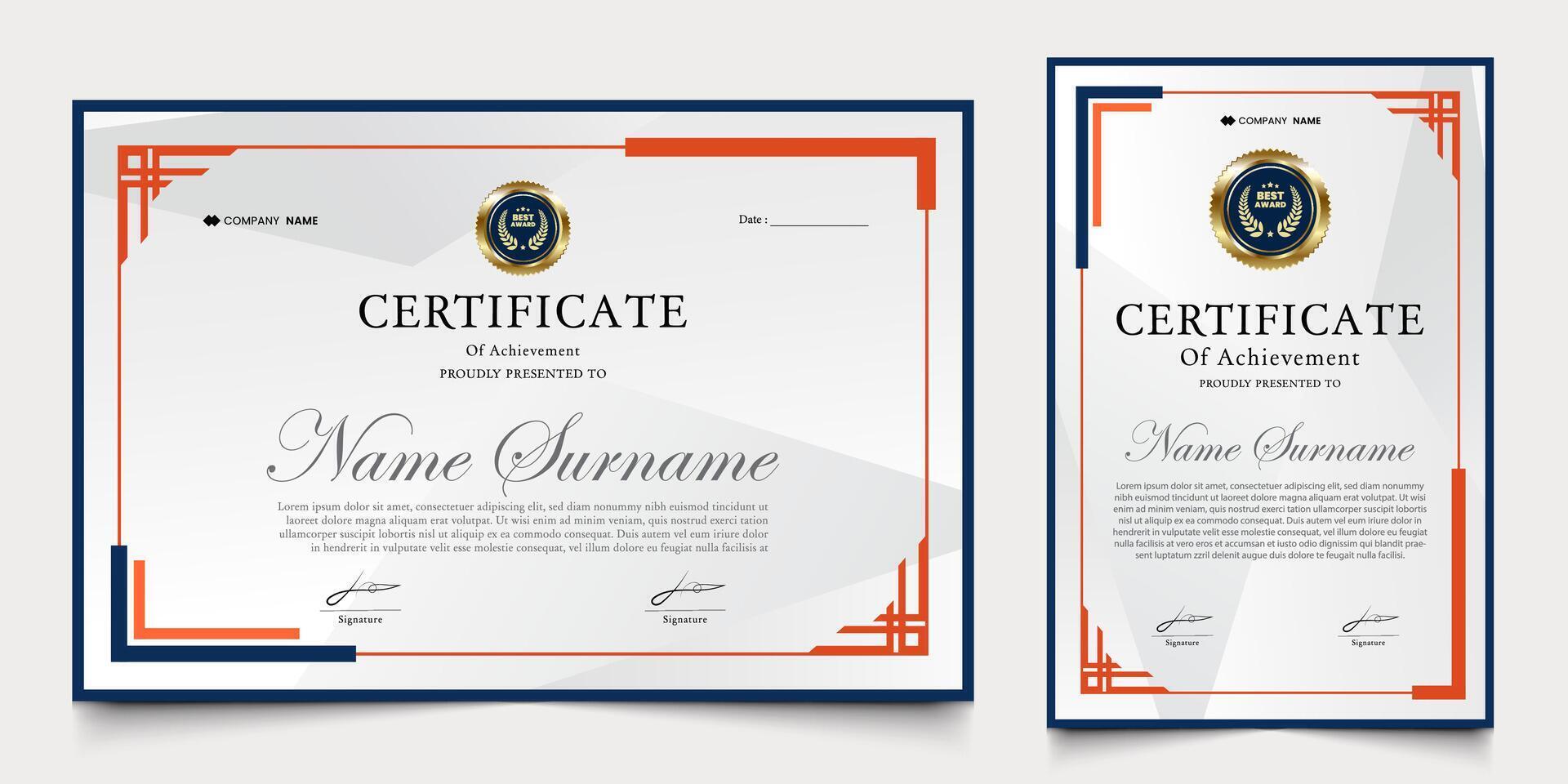 certificado galardonado con moderno antecedentes. graduación diseño elementos, mejor empleados y otros. vector