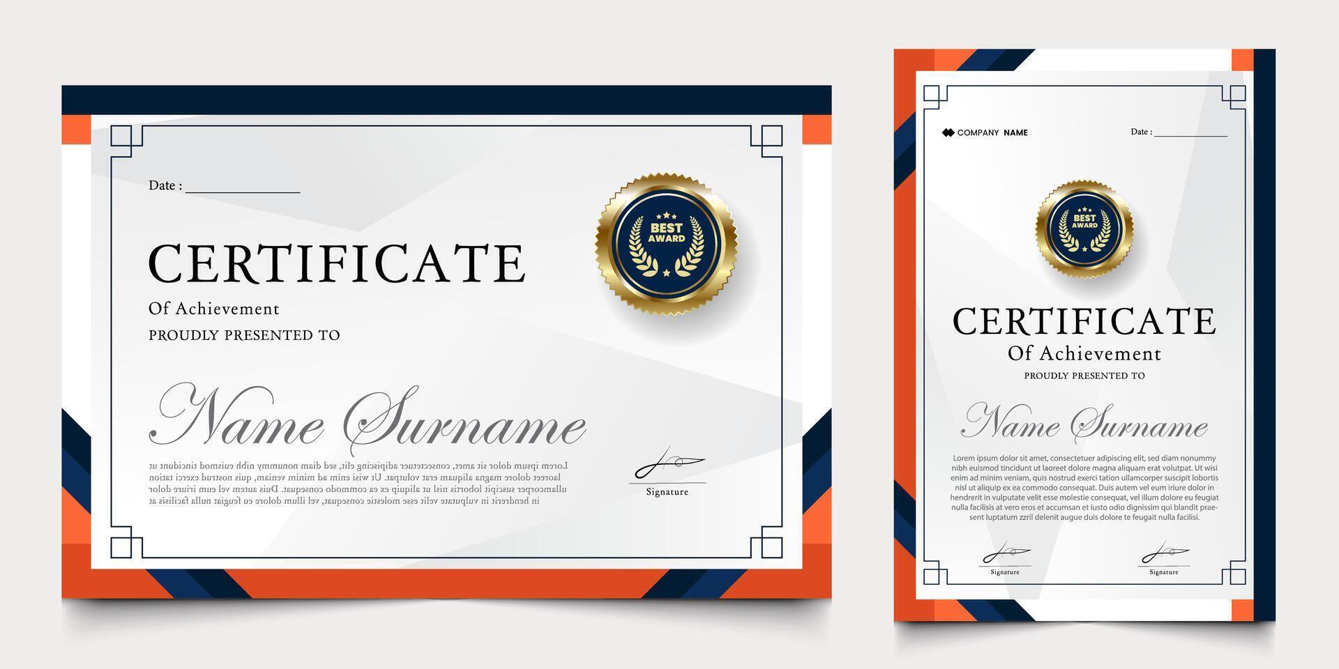 certificado galardonado con moderno antecedentes. graduación diseño elementos, mejor empleados y otros. vector