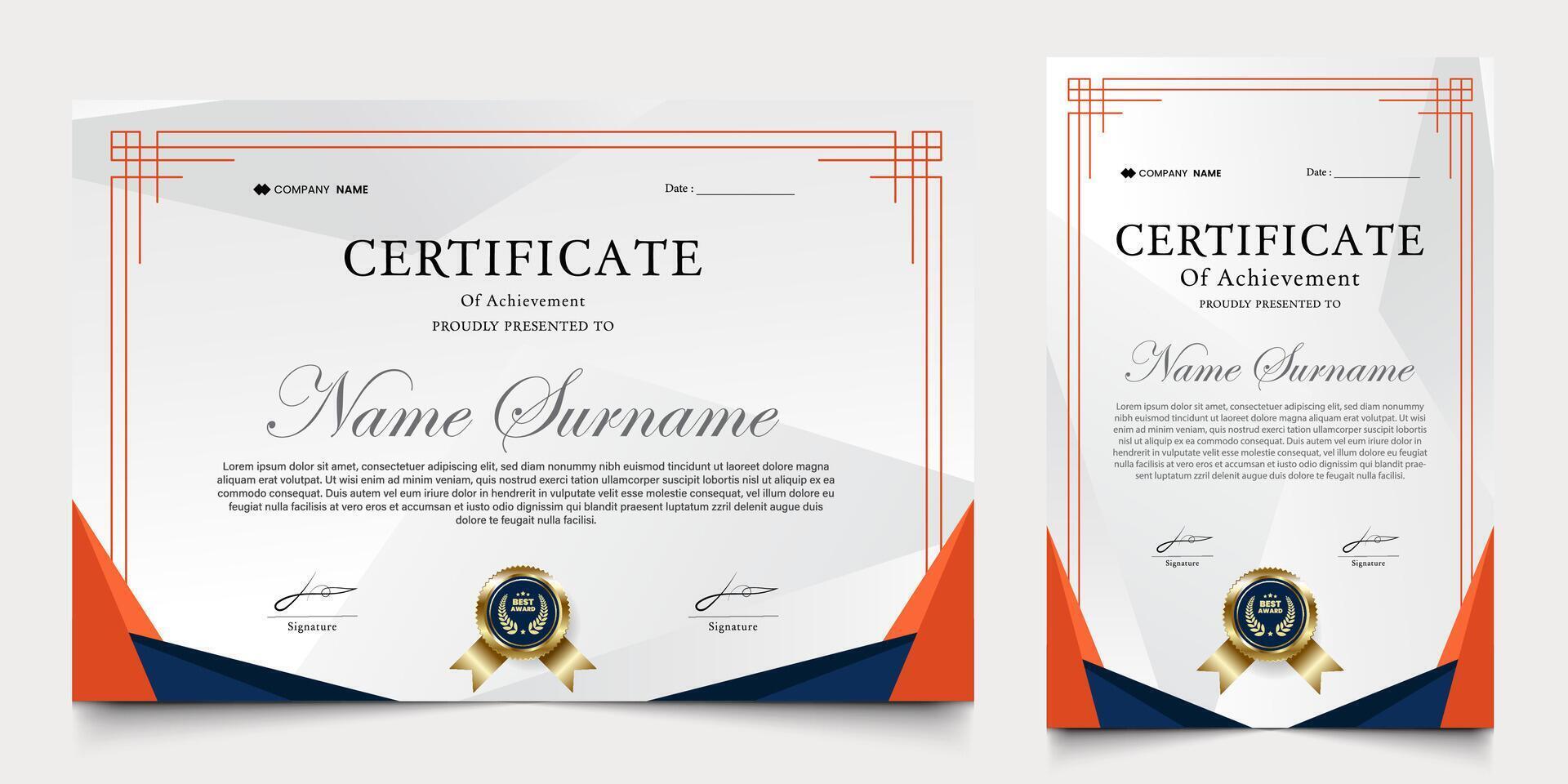 certificado galardonado con moderno antecedentes. graduación diseño elementos, mejor empleados y otros. vector