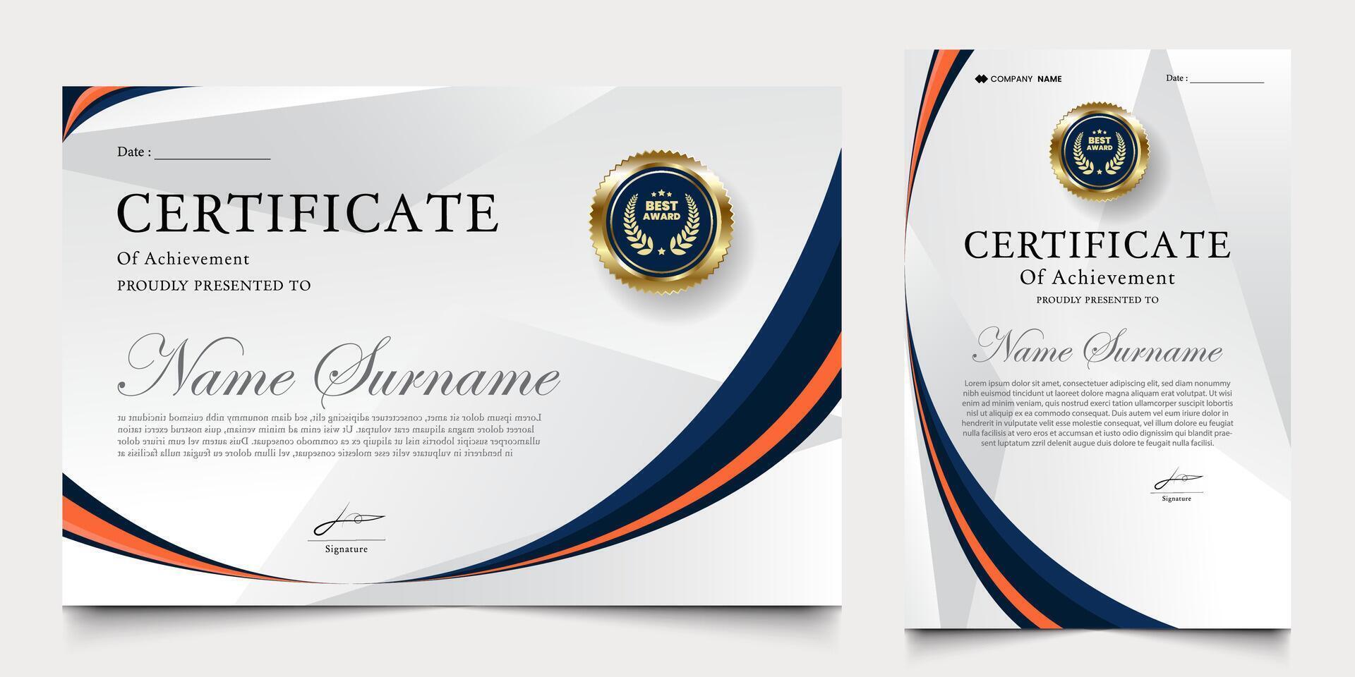 certificate awarded with modern background. graduation design elements, best employees and others. vector