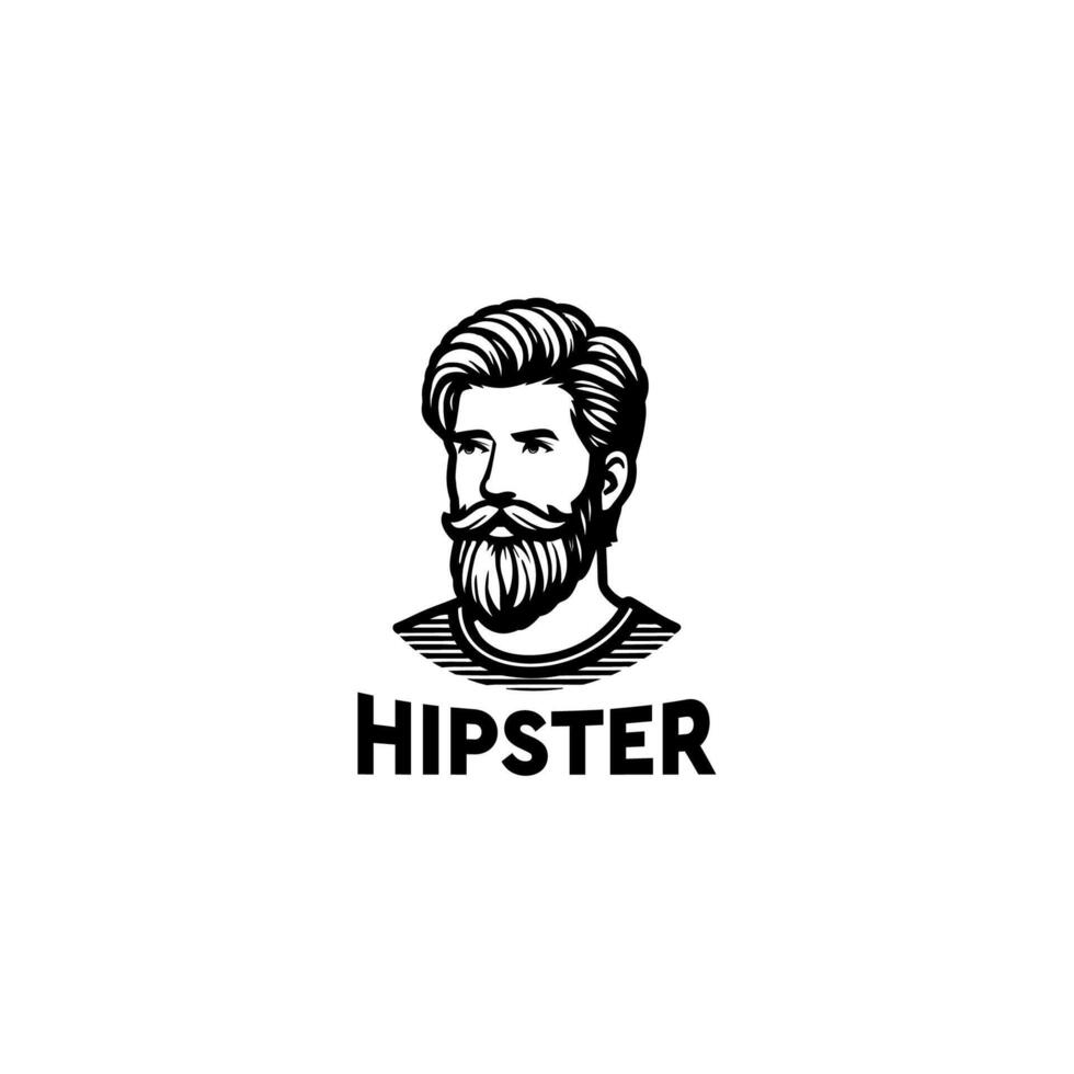 Hipster face with beard and glasses vector