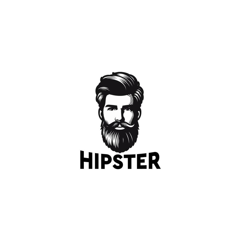 Hipster face with beard and glasses vector