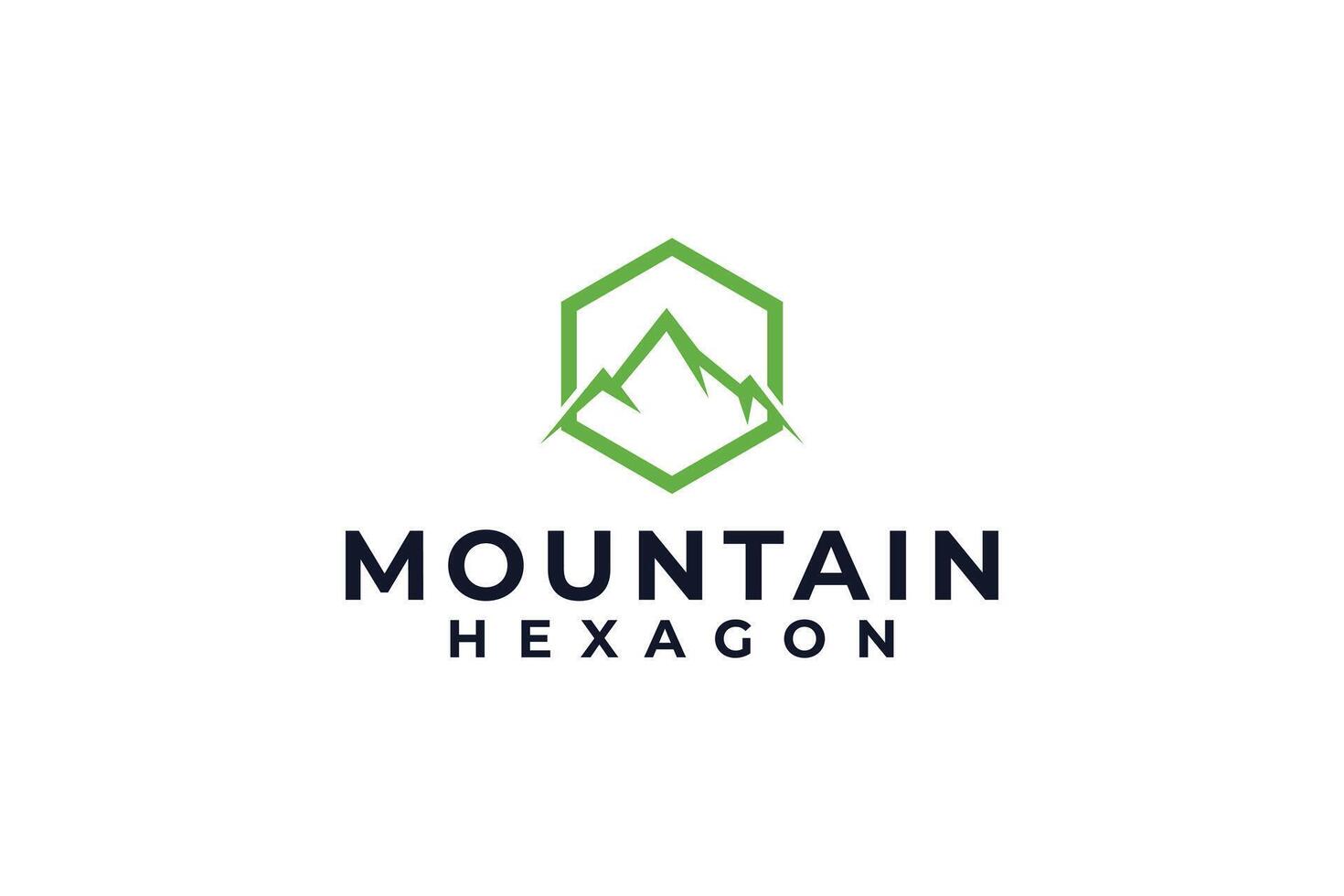 montaña hexágono verde minimalista logo vector