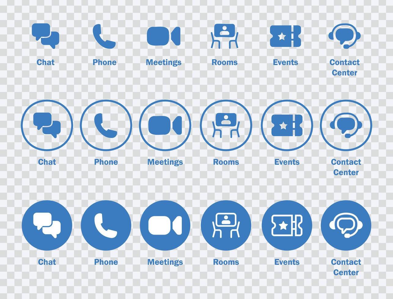 Icons for various meeting conferencing vector