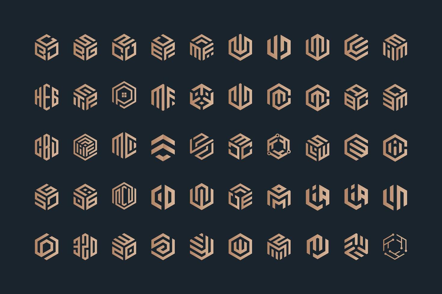 Geometric hexagon abstract logo design bundle vector