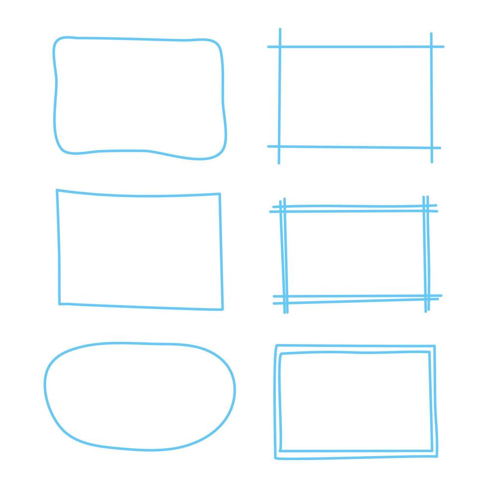 Line border for text. Hand drawn rectangle frames. Doodle design elements. Illustration shapes vector