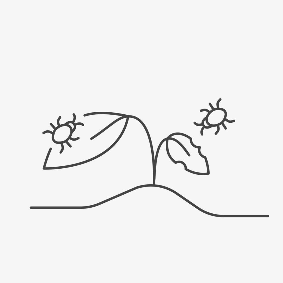 Plant pests line icon. Damage crop for aphid attack. Insect, tick or bug. Illustration on white background vector