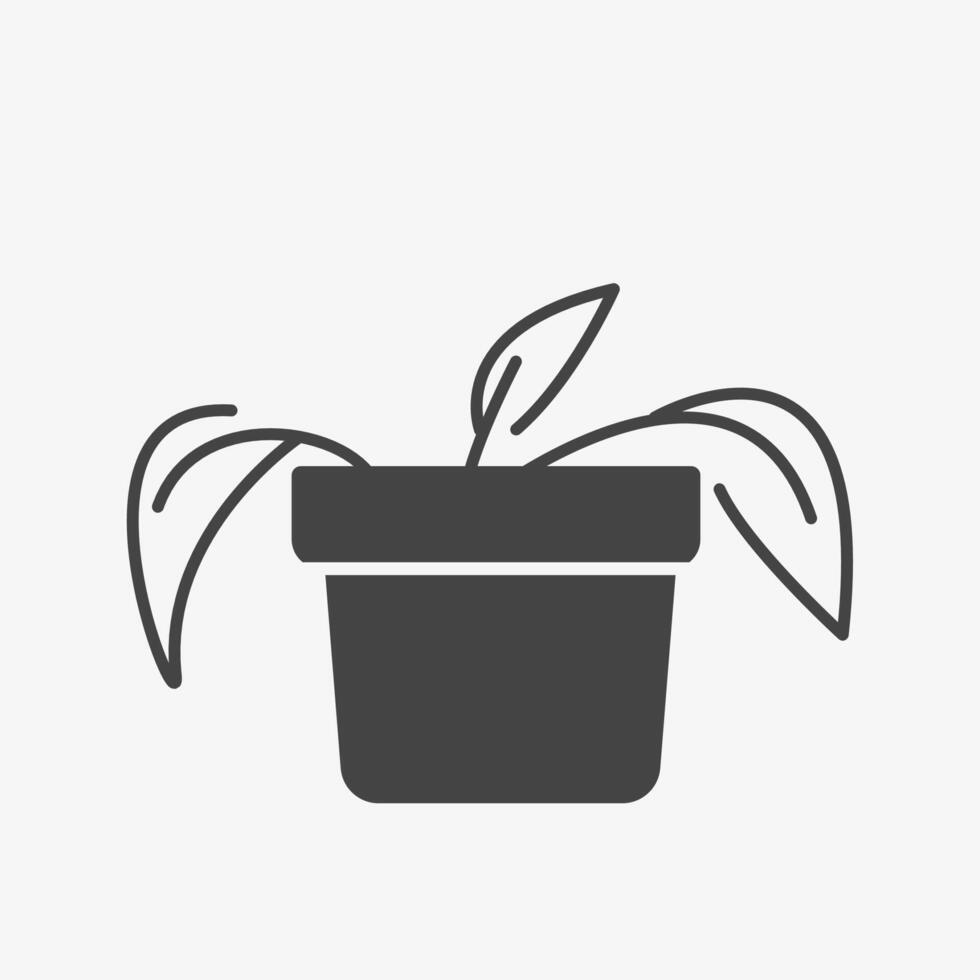 Dead potted flower icon. Withered plant, priming drought. Illustration on white background vector