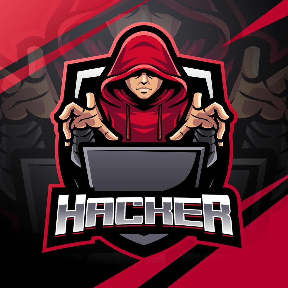 Hacker esport mascot logo design vector