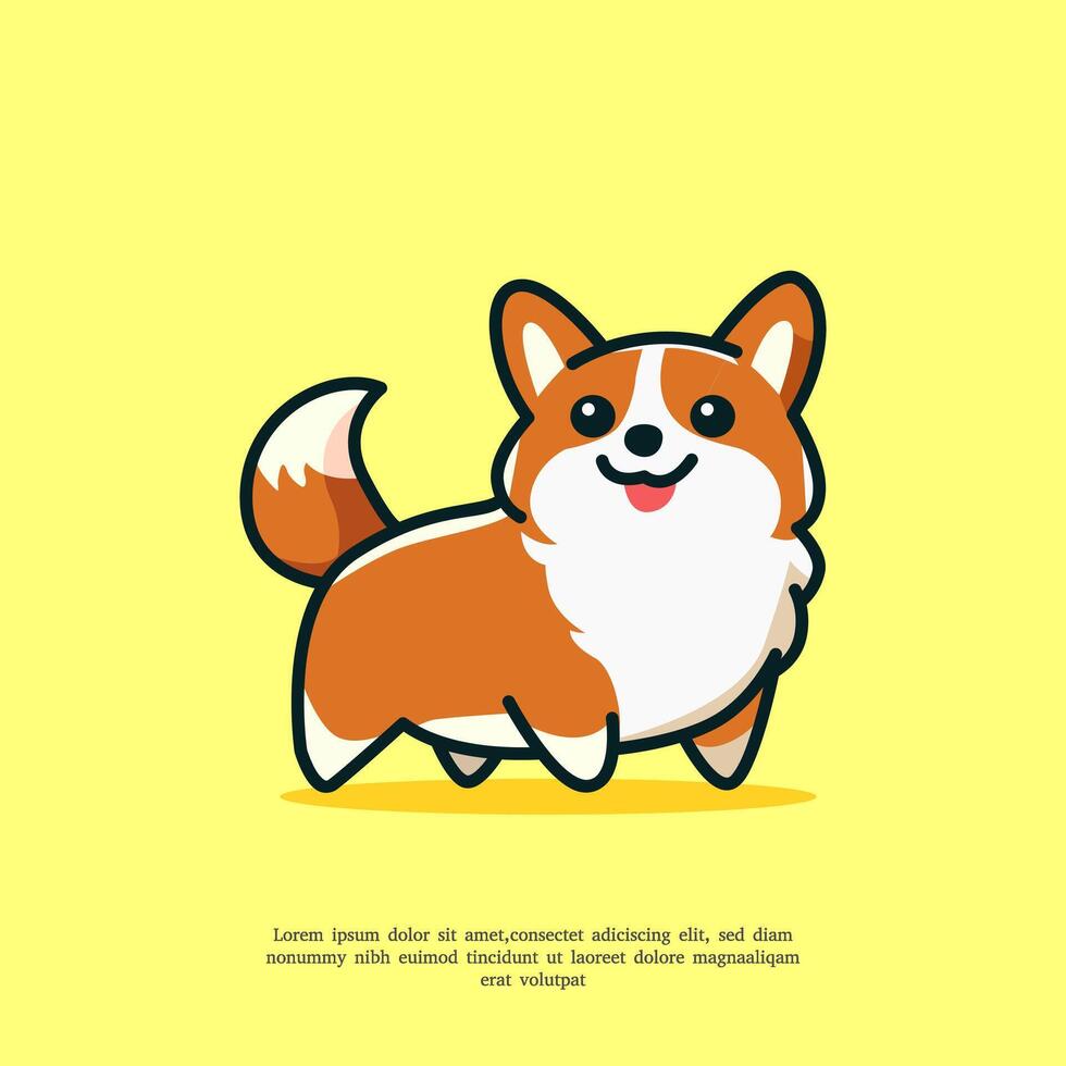 standing corgi illustration in flat design style vector