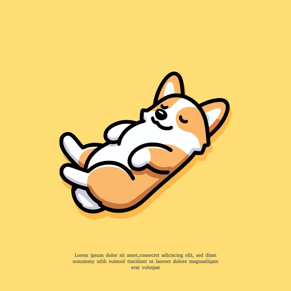 sleeping corgi illustration in flat design style vector