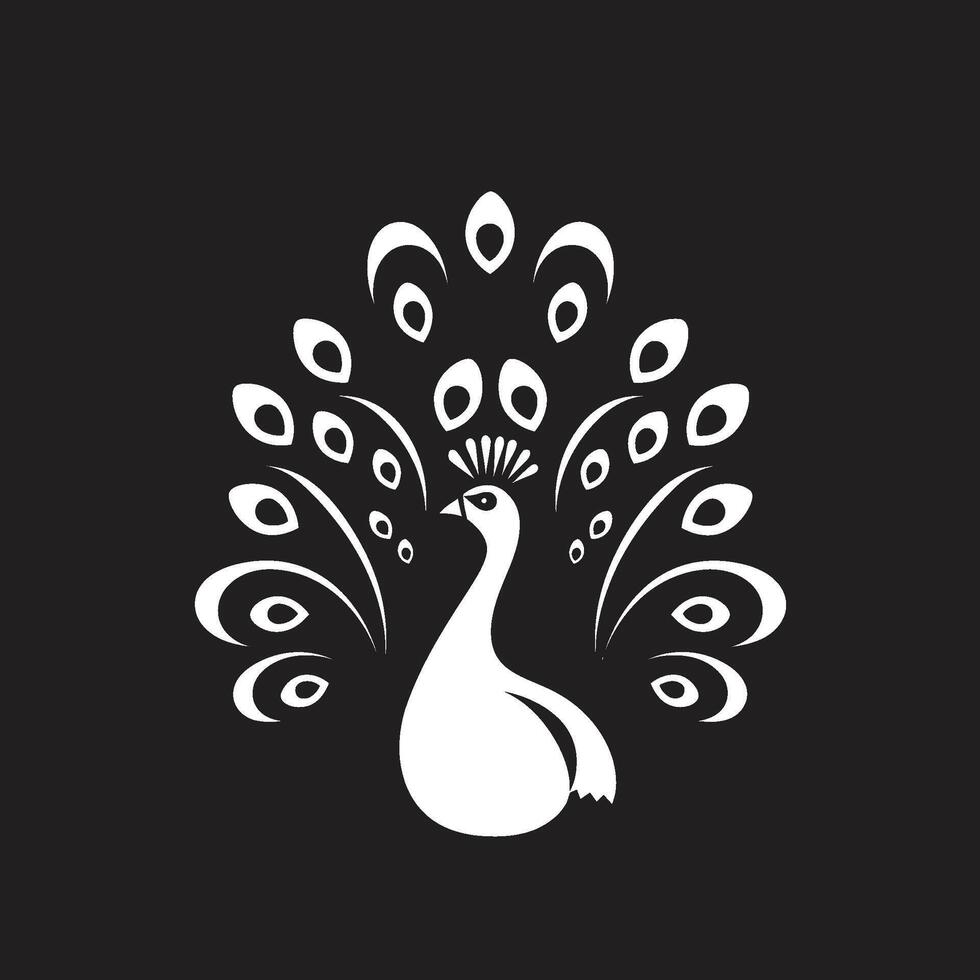 Feathery Majesty Peacock Icon Emblem Lush Plumage Palette Logo Icon vector