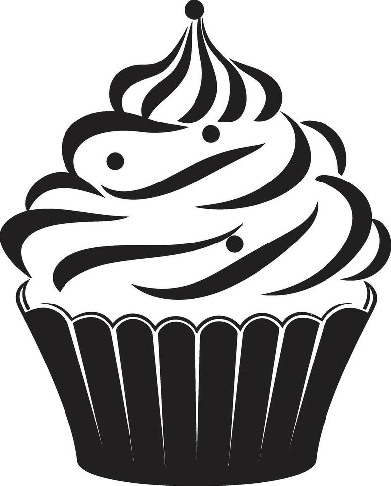 Gourmet Temptation Cupcake Black Sugary Sweetness Black ic Cupcake vector