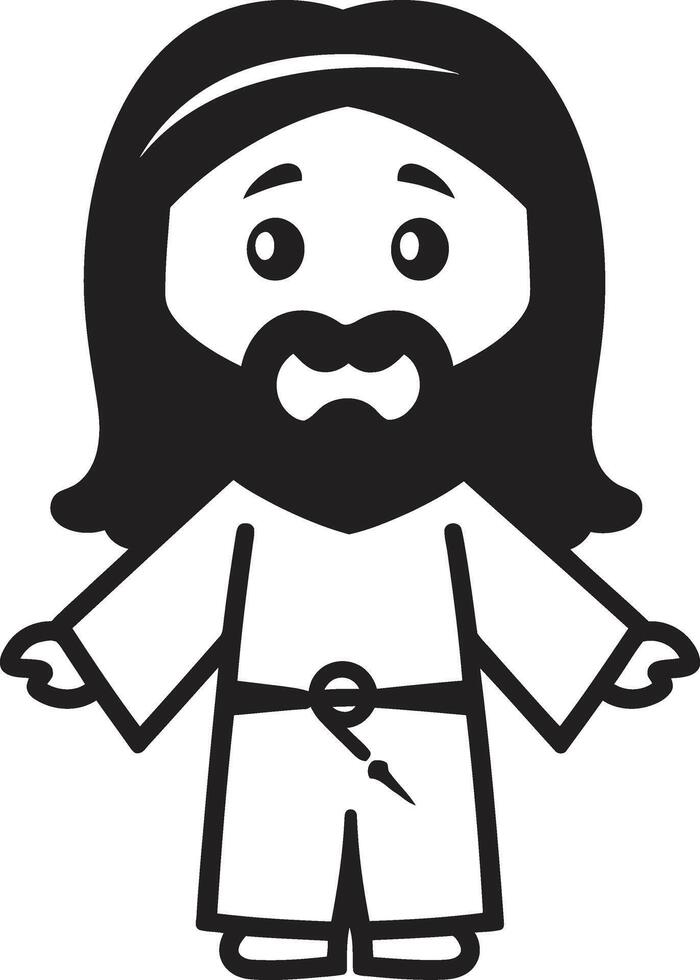 Gentle Savior Cartoon Jesus in Black Divine Love Cute Jesus in Black vector