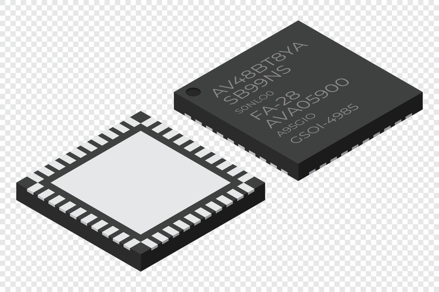 Microchip computer electronic component. Microchip icon. Isometric microchip. Computer processor technology. Micro processor. illustration vector