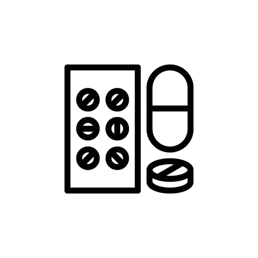 icono ilustración de un tableta y píldora, representando medicamento, productos farmacéuticos, y cuidado de la salud vector