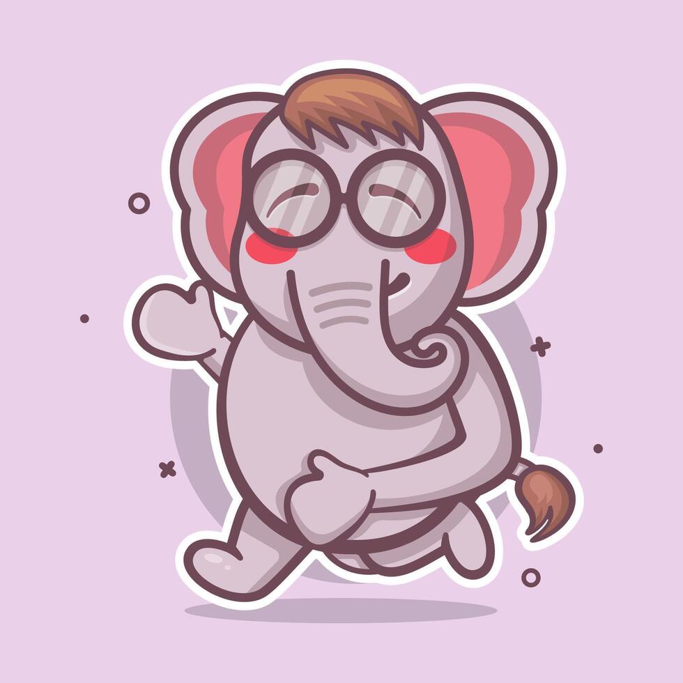 cheerful elephant animal character mascot running isolated cartoon vector