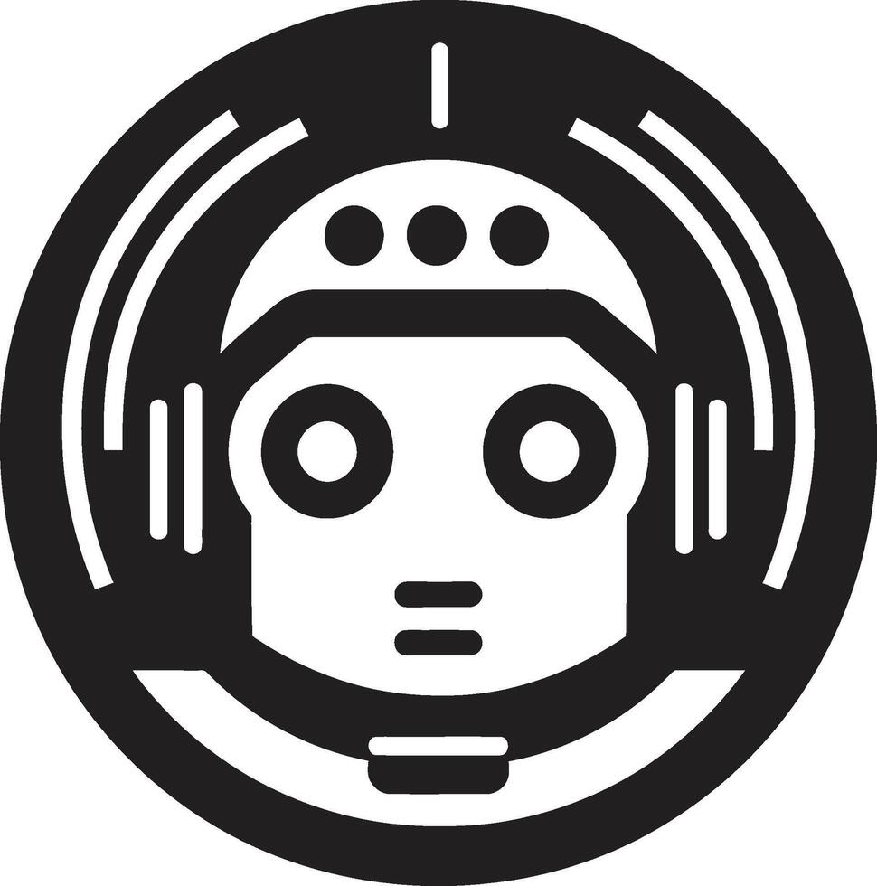 Tiny Tech Conversations Cute AI Bot Symbol Adorable Digital Assistant Small Robot Black Iconography vector