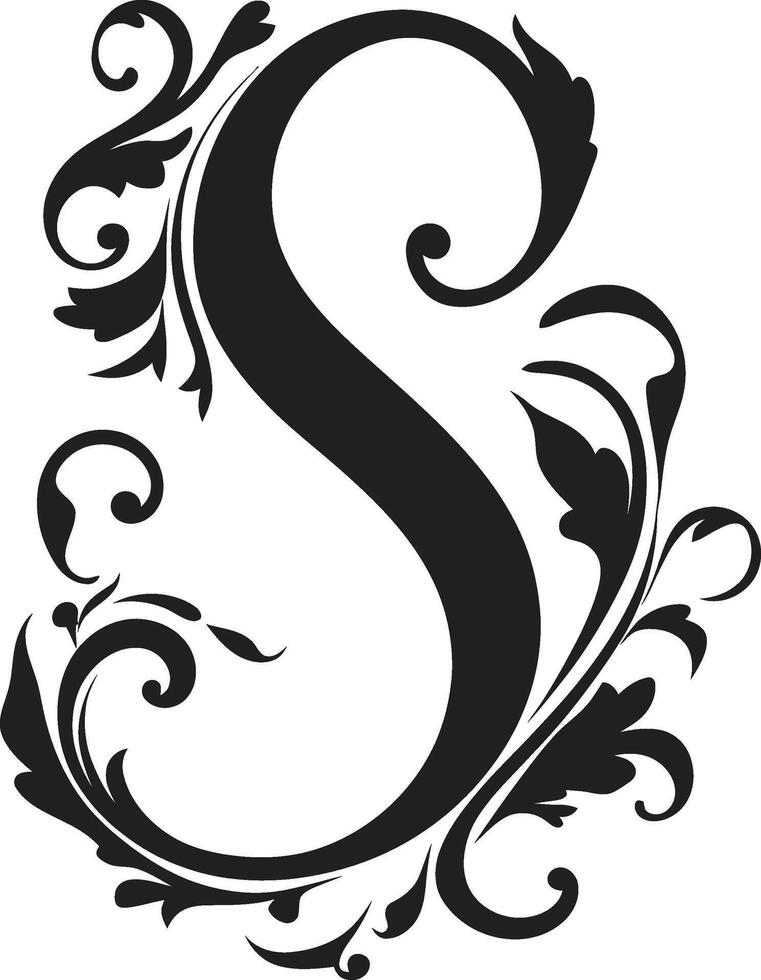 Stellar Symphony Cosmic Letter S Decor Sonnet Accents Poetic Font S vector