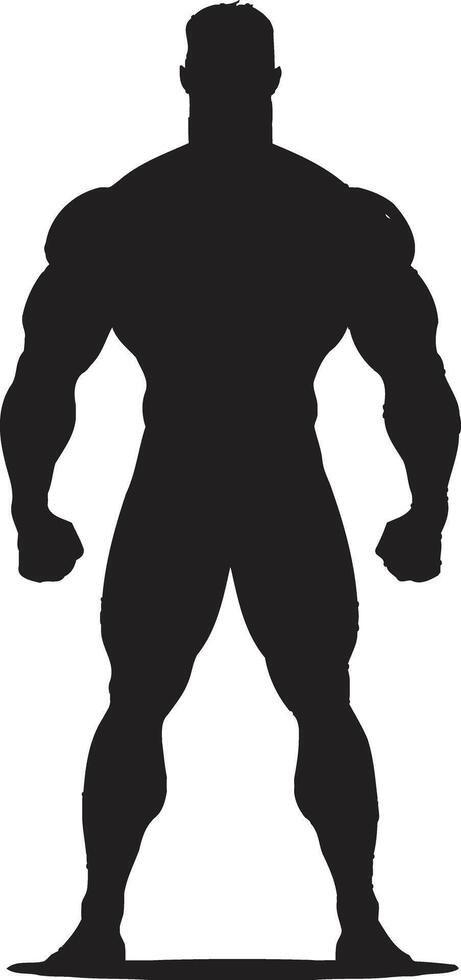 Obsidian Opulence Full Body Black Emblem Vectorized Vigor Bodybuilders Black Logo Icon vector