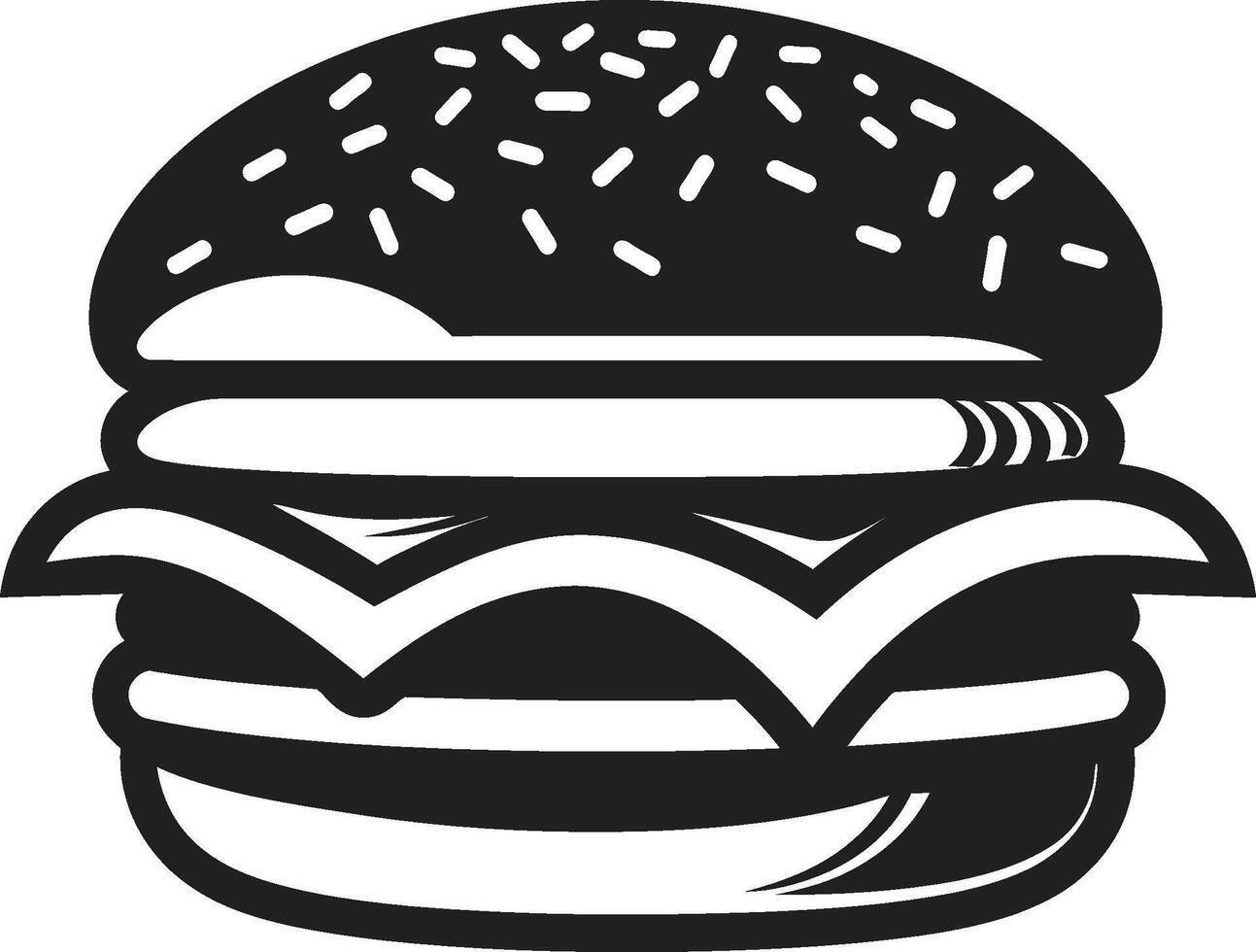 Iconic Burger Design Black Sizzling Temptation Burger Emblem vector