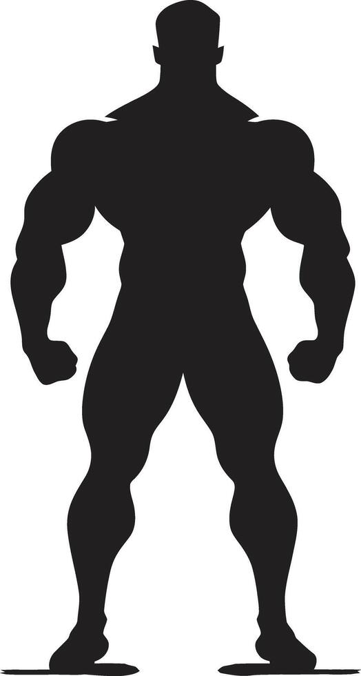 Graphite Godhood Full Body Logo for Muscle Conquerors Shadowed Behemoth Full Body Black Icon for Gym Titans vector