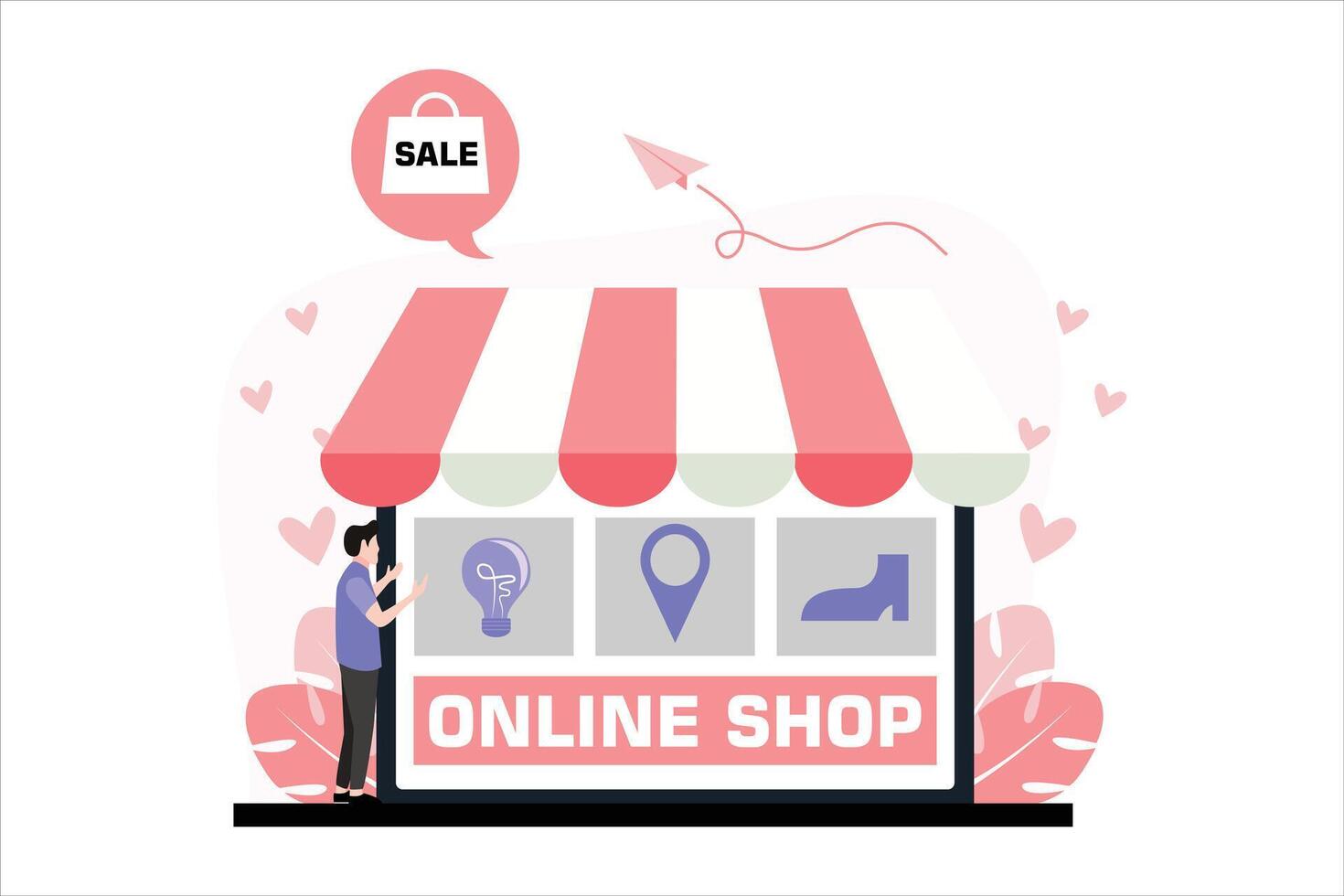 Online Shopping Flat Illustration Design vector