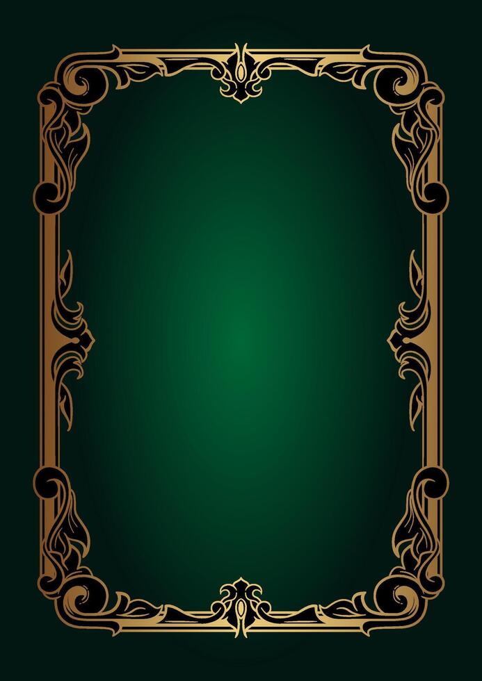 Vintage frame gold floral ornament vector