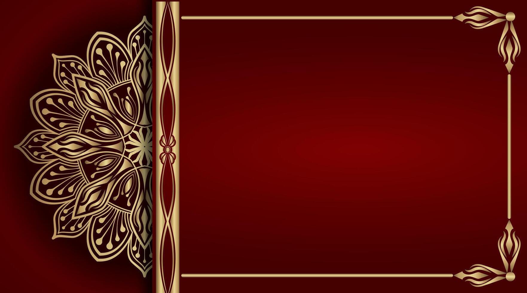 luxury red background with golden mandala ornament vector