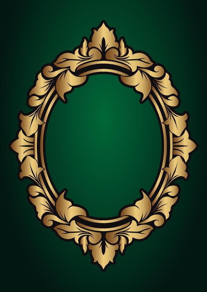 Vintage frame gold floral ornament vector