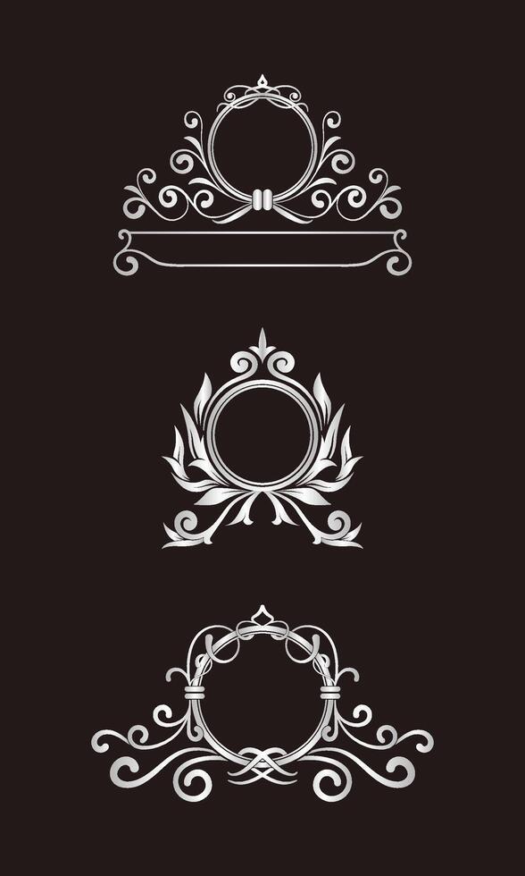 set of vintage logo borders, ornamental frames vector