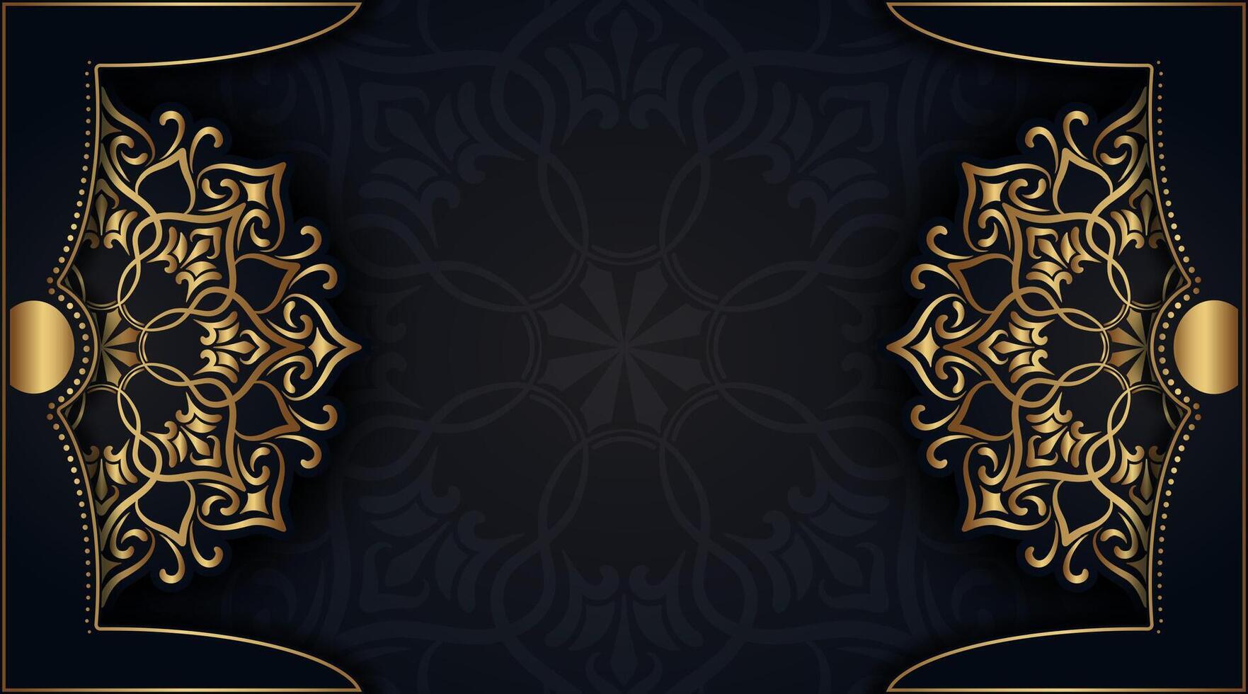 black luxury background with gold mandala ornaments vector