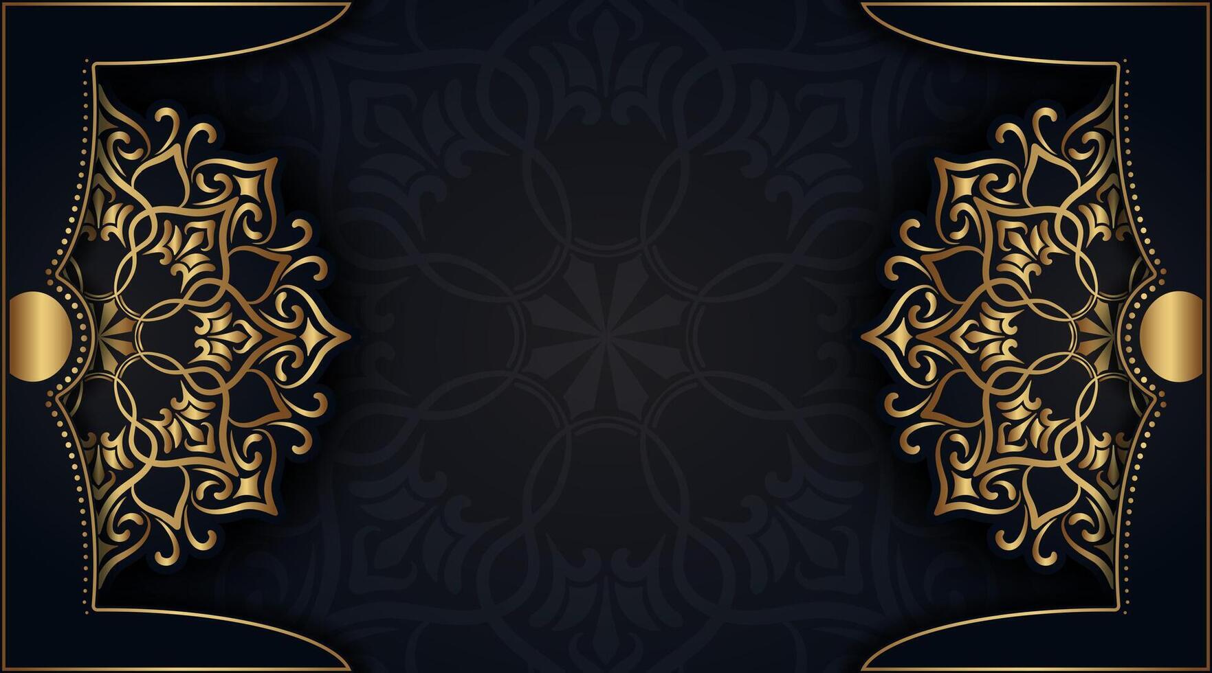 black luxury background with gold mandala ornaments vector