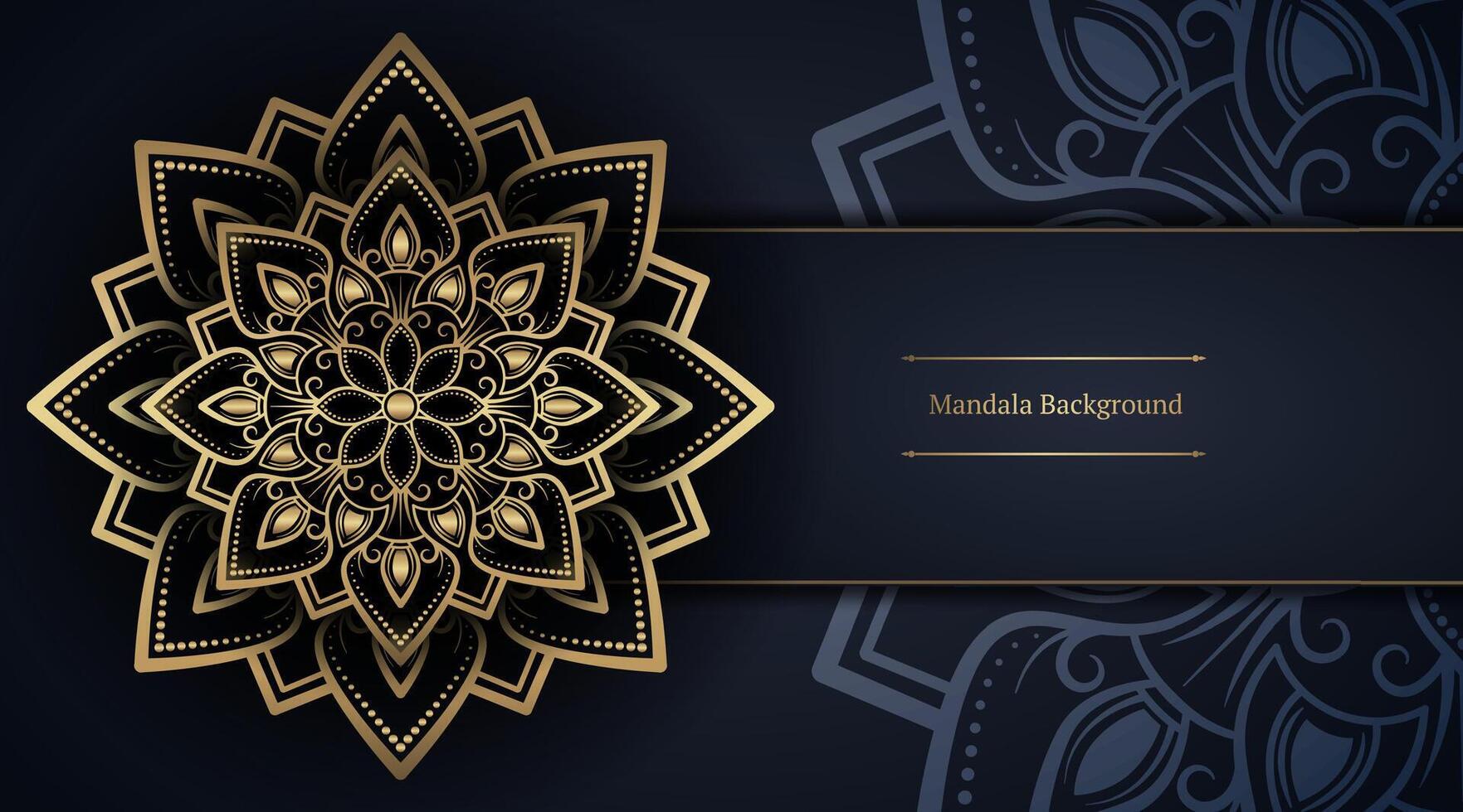 Black background with golden mandala ornament vector