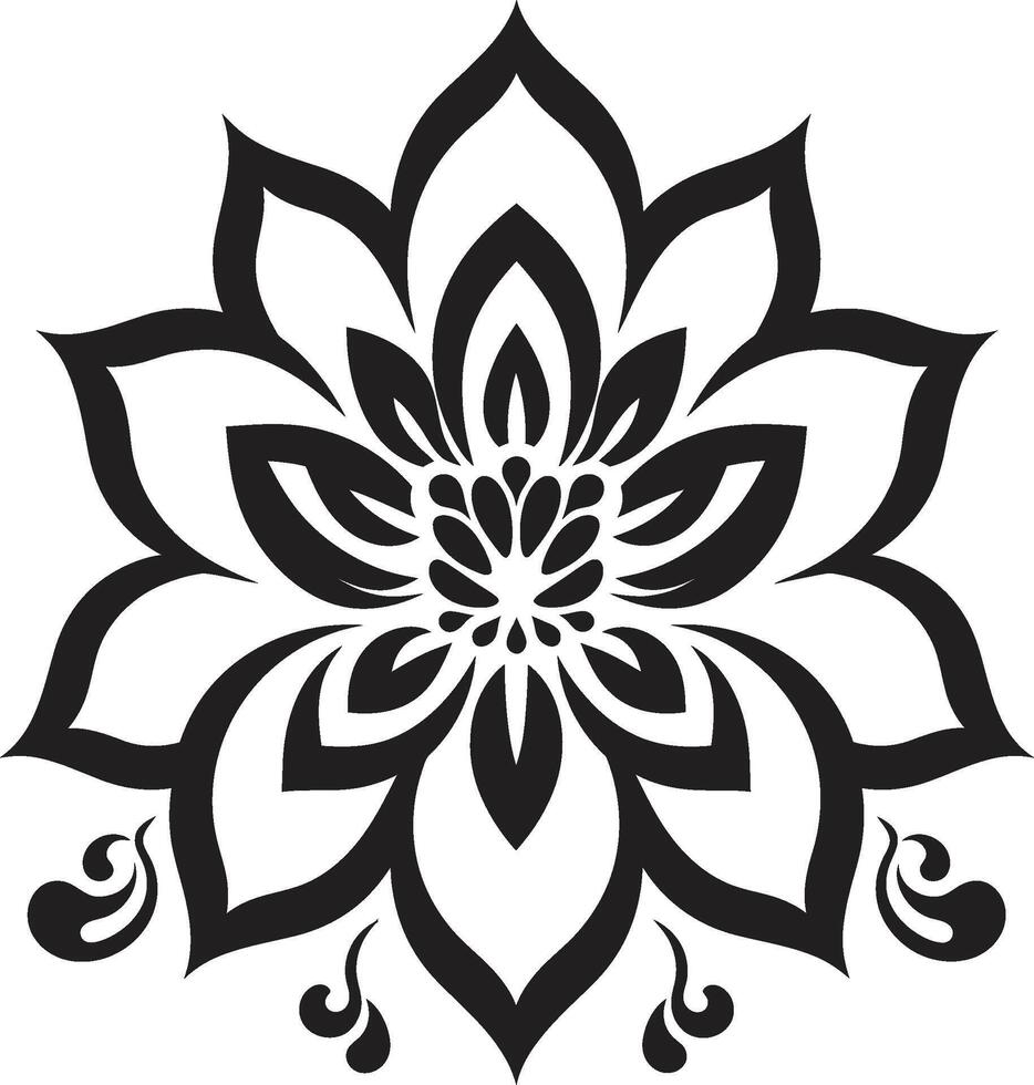 Intricate Bloom Outline Monochrome Sketch Thickened Flower Sketch Black Design Icon vector