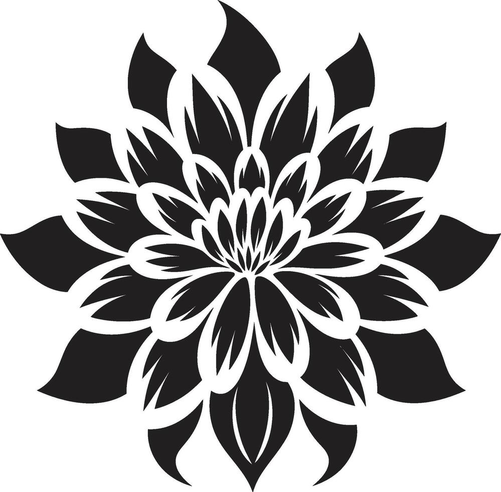 Thickened Flower Sketch Black Design Icon Simple Floral Boundary Monochrome Emblematic Symbol vector