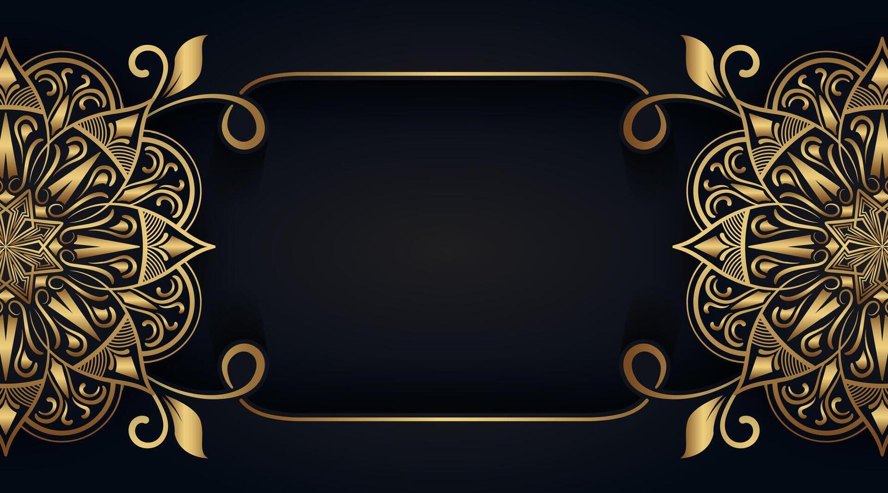 black luxury background with gold mandala ornaments vector