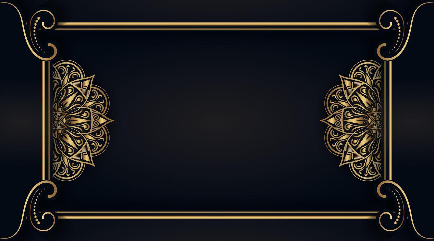 black luxury background with gold mandala ornaments vector