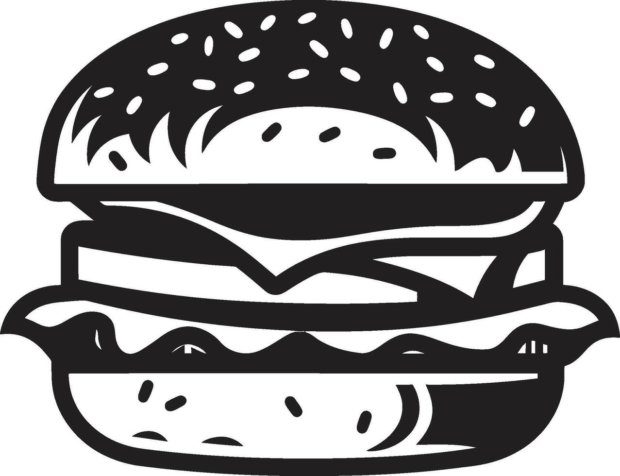 Chic Burger Delight Black Icon Flavorful Essence Black Burger vector