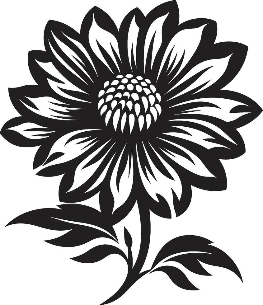 Intricate Petal Boundary Black Symbolic Emblem Botanical Framework Monochrome Iconic vector