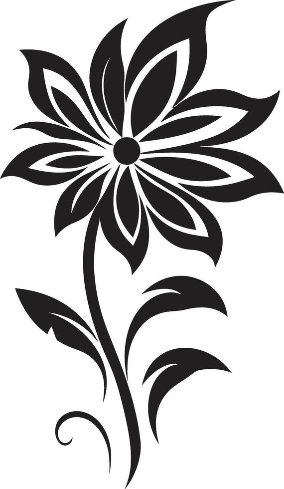 Thickened Bloom Structure Black Symbolic Icon Minimalist Petal Sketch Monochrome Emblematic Logo vector