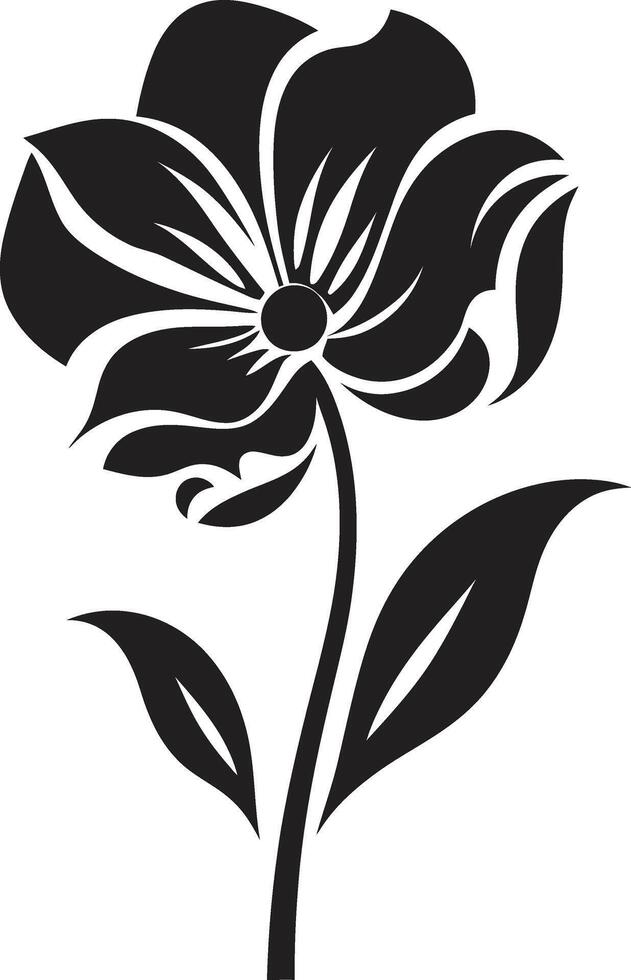 Thickened Blossom Frame Black Symbolic Design Simple Floral Contour Monochrome Sketch vector