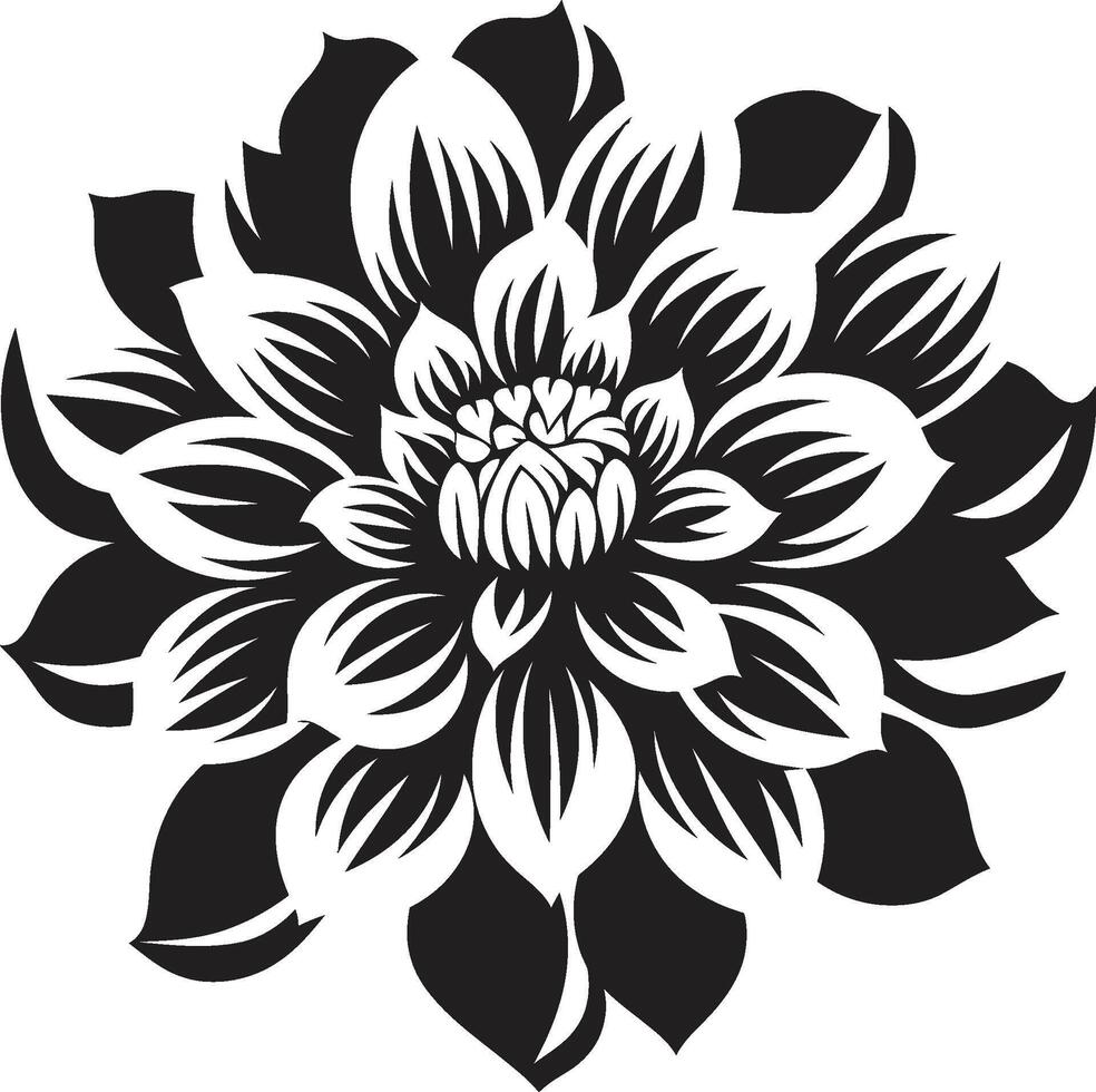 Floral Contour Monochrome Emblem Thick Floral Silhouette Black Logo vector