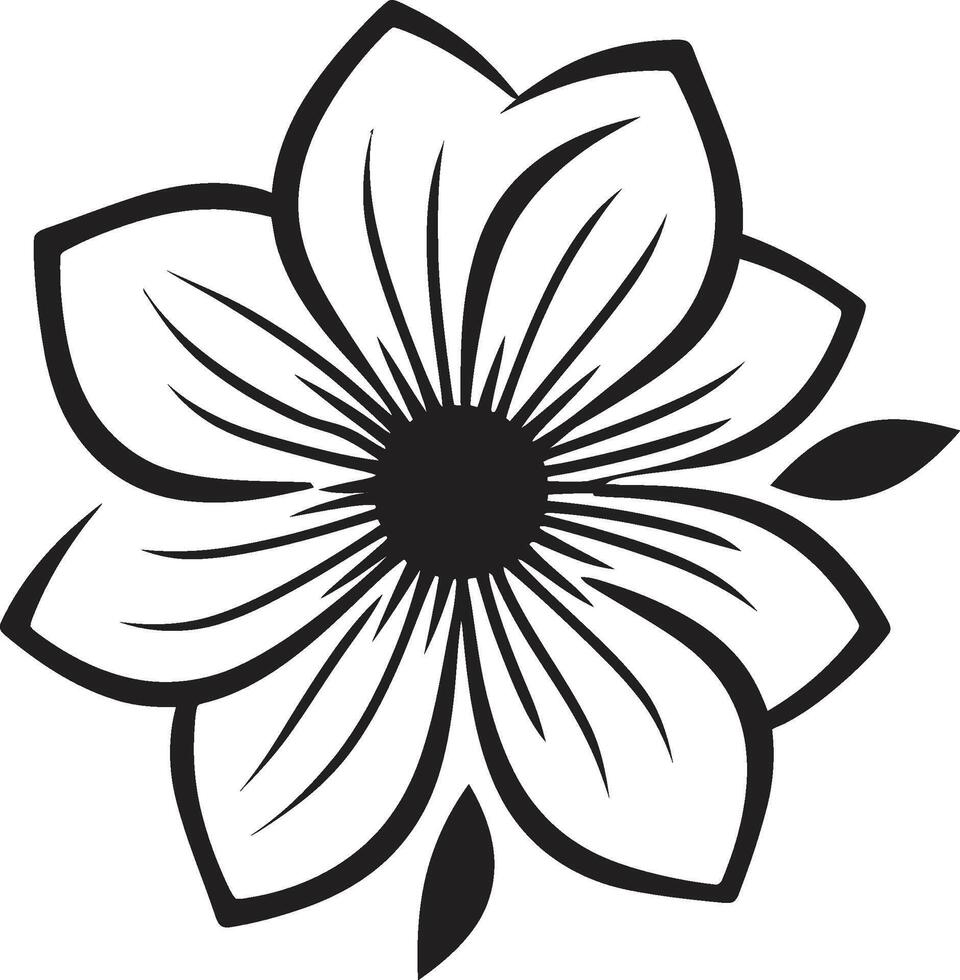 Expressive Doodle Bloom Black Vectorized Emblem Handcrafted Floral Icon Monochrome Hand Drawn Design vector