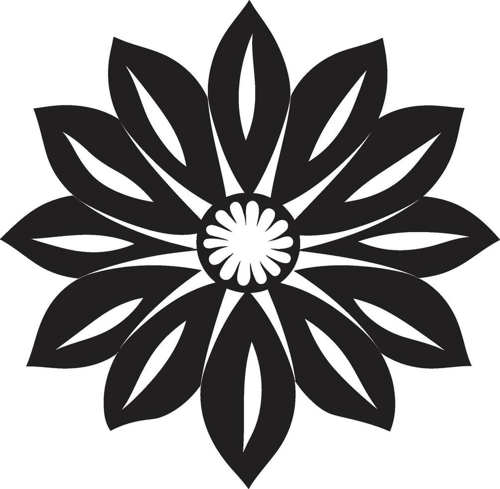 Minimalist Bloom Boundary Monochrome Sketch Bold Floral Outline Black Iconic Logo vector