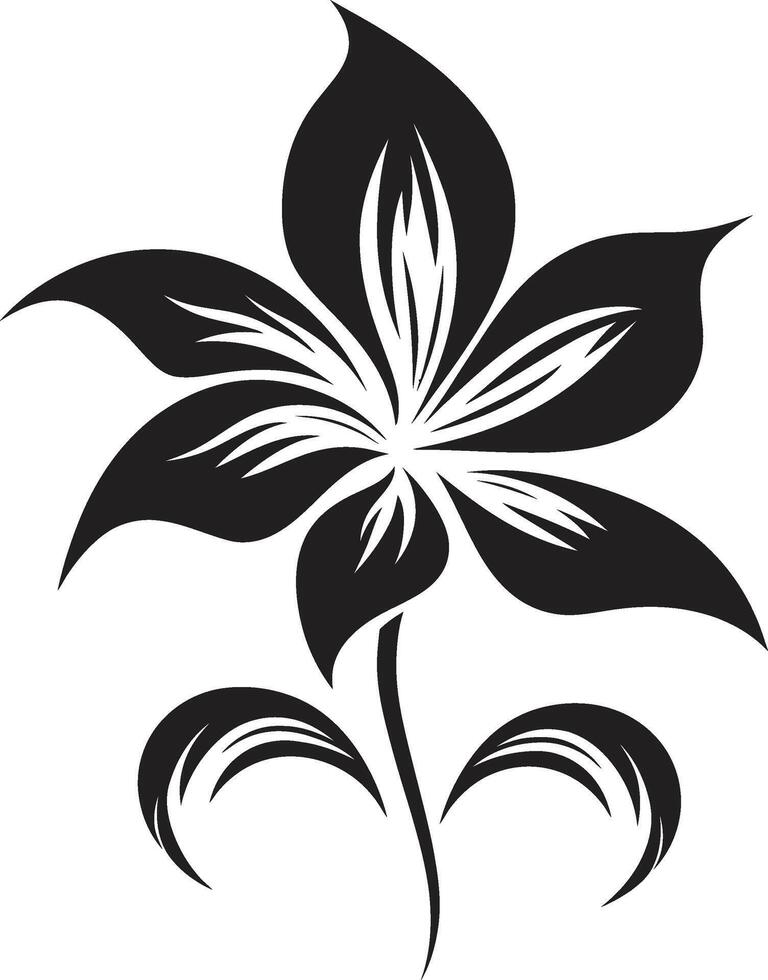 Solid Petal Boundary Monochrome Designated Flower Intricate Bloom Outline Black Emblematic Flower Sketch vector