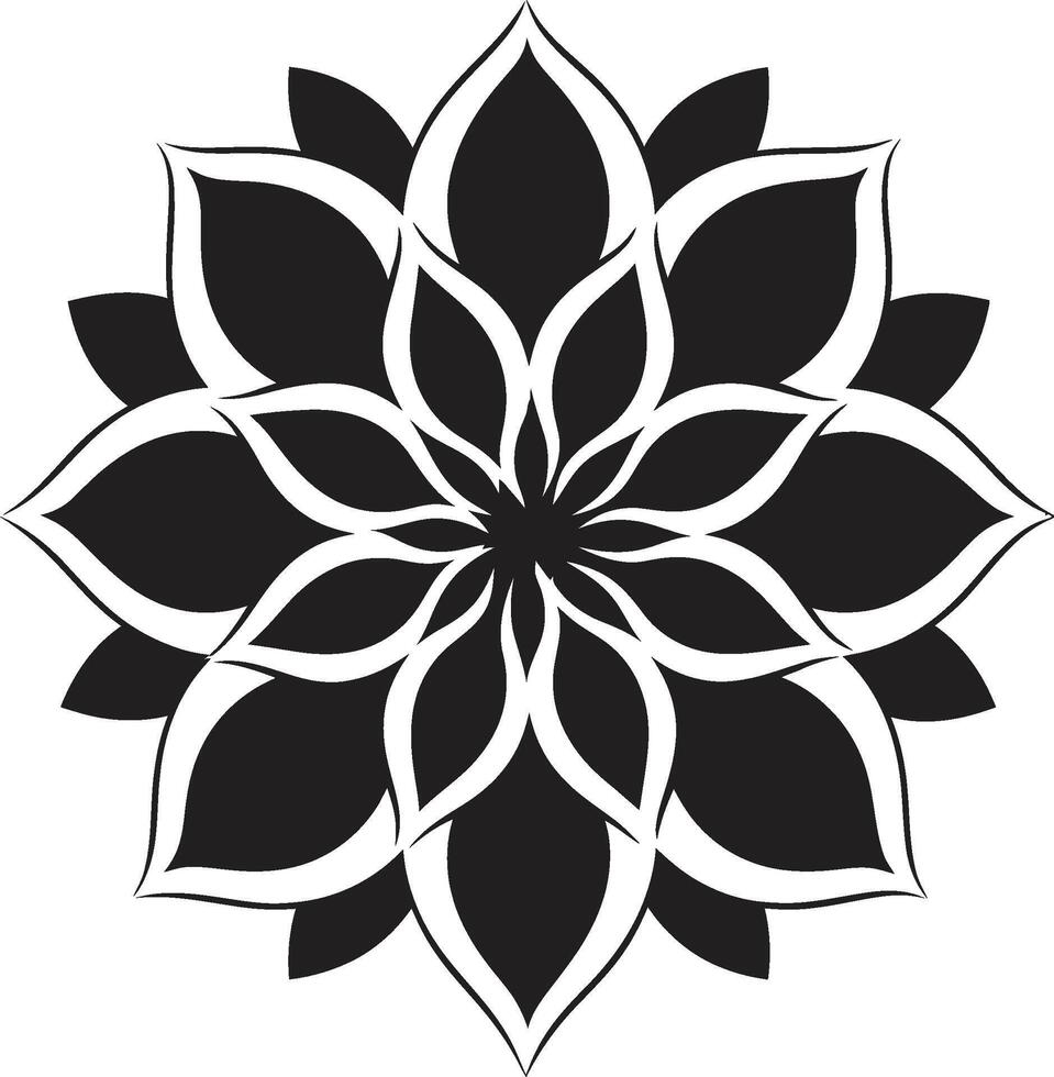 Intricate Bloom Outline Monochrome Sketch Thickened Flower Sketch Black Design Icon vector