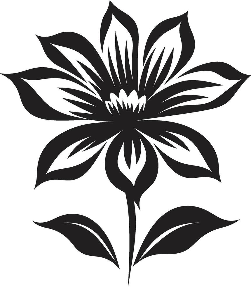 Robust Flower Boundary Black Iconic Emblem Thickened Bloom Contour Monochrome Icon vector