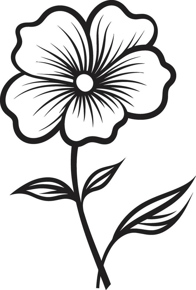 Artisanal Blossom Sketch Monochrome Emblem Handcrafted Flower Doodle Black Emblematic Design vector